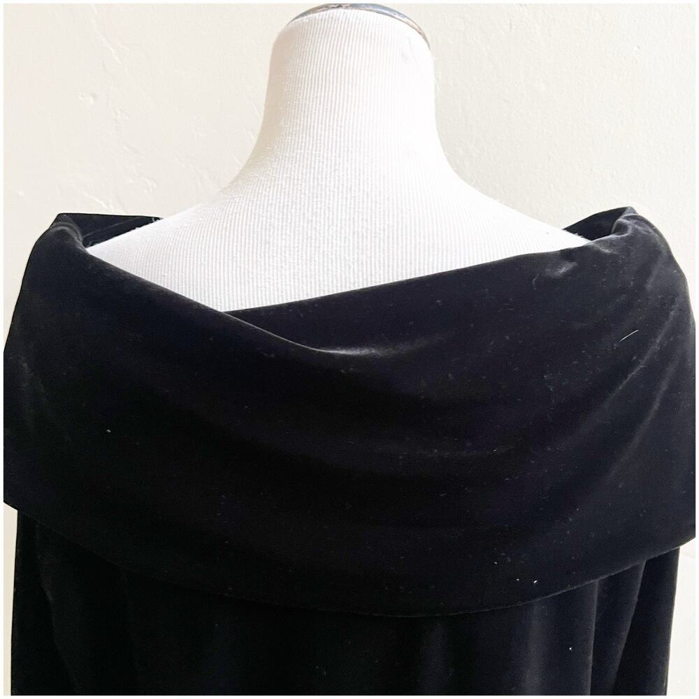 Talbots Off The Shoulder Black Velvet Pullover Blouse XL Petite Holiday Goth - Picture 4 of 11